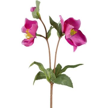 Artificial flower branch Christmas rose IRAFESA, fuchsia, 16"/40cm