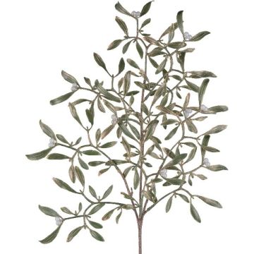 Artificial branch Mistletoe PLAVIR with berries, gold-green, 22"/55cm Artificial branch Mistletoe PLAVIR with berries, gold-green, 22"/55cm