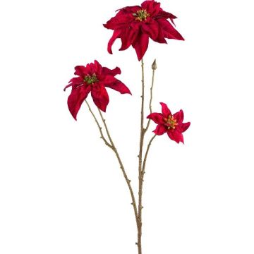 Artificial flower branch Poinsettia VORLIN, red, 26"/65cm