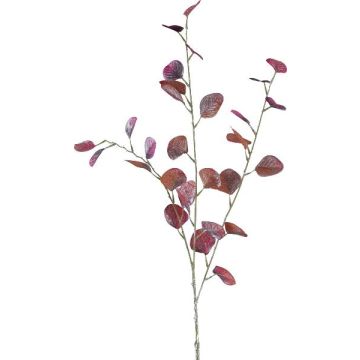 Artificial eucalyptus branch PLOHIN, glitter, dark red, 95cm