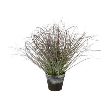 Artificial grass Pennisetum PONZA in decorative pot, frosted, white-green, 18"/45cm