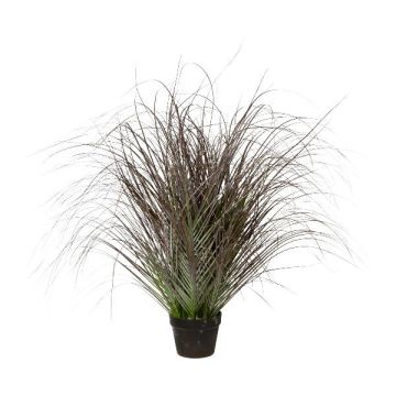 Artificial grass Pennisetum PONZA in decorative pot, frosted, white-green, 3ft/95cm