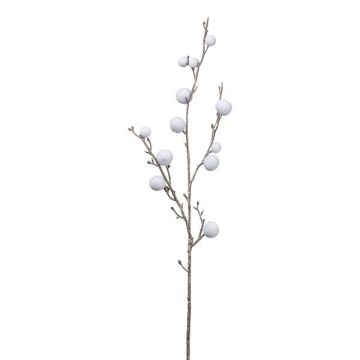 Decorative cotton branch GRIFON with fruits, white, 3ft/90cm