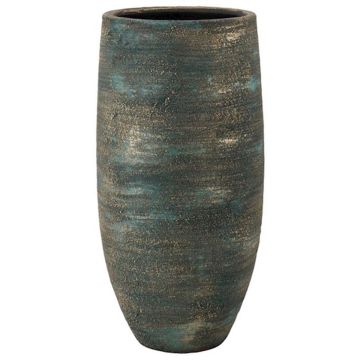 Flower vase made of ceramic AETIOS, colour gradient, blue-gold, 18"/45cm, Ø8"/20cm