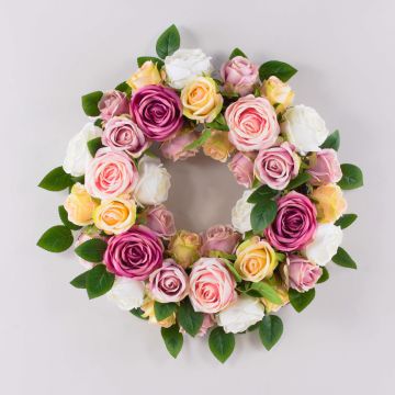 Artificial rose wreath WOPUNY, multicoloured, Ø55cm