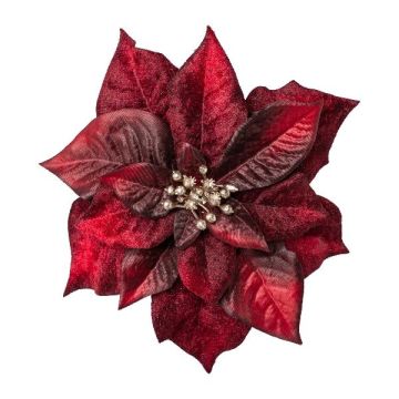 Velvet poinsettia SINFE, burgundy red, Ø7.1"/18cm