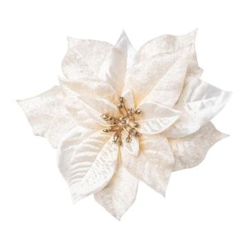 Velvet poinsettia SINFE, cream, Ø18cm