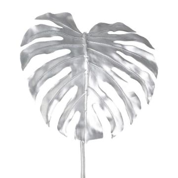Artificial leaf Philodendron Monstera Deliciosa MENKIS, metallic silver, 3ft/90cm