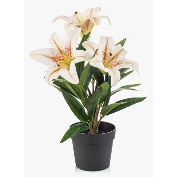 Artificial lily YELTOR in decorative pot, cream-fuchsia, 14"/35cm, Ø5.1"/13cm