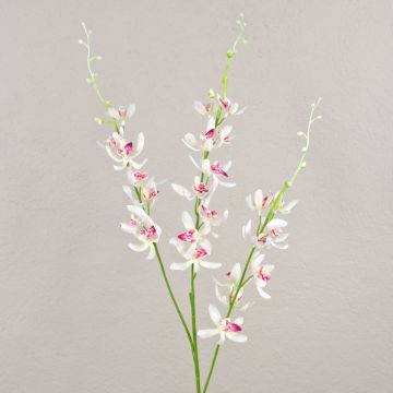 Artificial flower branch Cymbidium orchid MONDEGO, white-fuchsia, 3ft/95cm Artificial flower branch Cymbidium orchid MONDEGO, white-fuchsia, 3ft/95cm