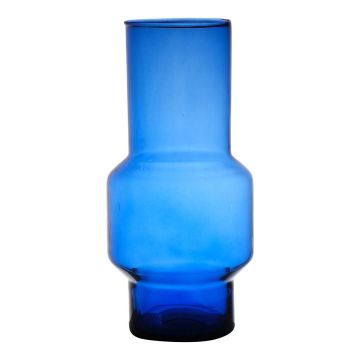 Glass flower vase FORTUNATO, recycled, blue-clear, 30cm, Ø14cm