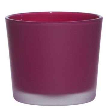 Large glass tealight holder ALENA FROST, magenta matt, 9cm, Ø10cm