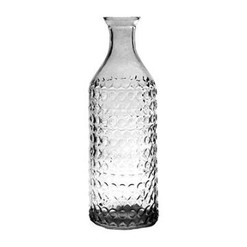 Bottle TIMOTEO made of glass, structure pattern, clear, 30cm, Ø10cm