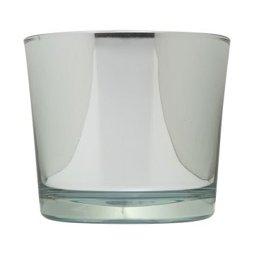 Plant pot made of glass ALENA SHINY, shiny silver, 12,5cm, Ø14,5cm