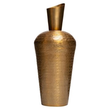 Bottle vase VICTORINO made of metal, structure, gold, 41cm, Ø16,5cm