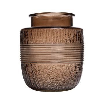 Decorative vase MARISELA made of glass, with ornamental border, brown-clear, 18cm, Ø15,5cm