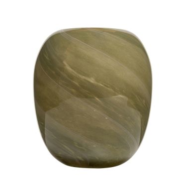 Glass decorative vase ITZIAR with pattern, green-gold, 26cm, Ø22cm