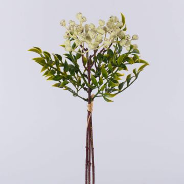 Plastic rowan branch ELNATAN in bunch, fruits, cream-white, 12"/30cm Plastic rowan branch ELNATAN in bunch, fruits, cream-white, 12"/30cm