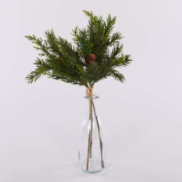 Decorative cryptomeria bunch KIGANJA with cones, green, 14"/35cm