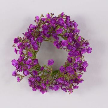 Artificial gypsophila wreath LITAGO, violet, Ø8"/20cm