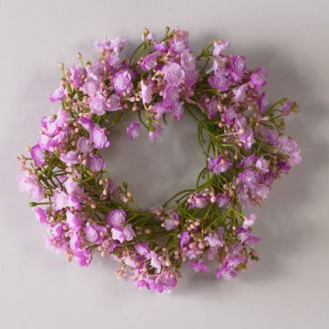 Artificial gypsophila wreath LITAGO, pink-violet, Ø8"/20cm
