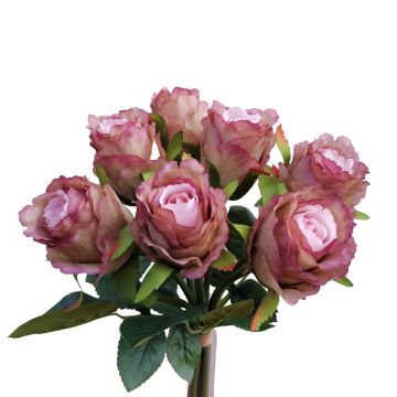 Artificial bouquet of roses MURINET, violet-pink, 14"/35cm