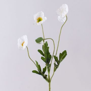 Artificial poppy branch OXANDRINE, cream-white, 24"/60cm