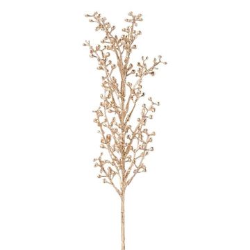 Decorative gaultheria branch BLERTO, berries, champagne, 22"/55cm