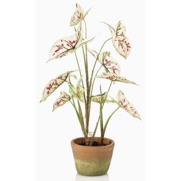 Artificial Syngonium plant YOMREL in a terracotta pot, cream-red, 24"/60cm