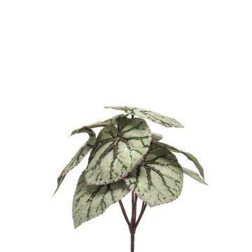 Artificial plant: leaf begonia BLAROM on a support stick, crossdoor, green-grey, 10"/25cm