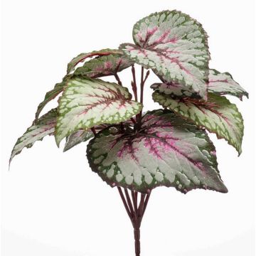 Artificial plant: leaf begonia BLAROM on a stake, crossdoor, grey-pink, 10"/25cm