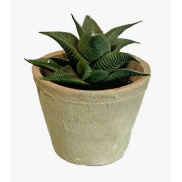 Artificial Haworthia limifolia GLOFER succulent in a terracotta pot, dark green, 13cm