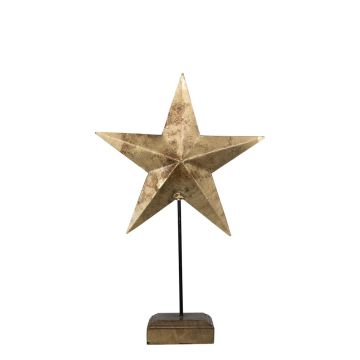 Metal Decorative Star DORANA, wooden base, gold, 5.9"x3.5"x11"/15x9x27cm Metal Decorative Star DORANA, wooden base, gold, 5.9"x3.5"x11"/15x9x27cm