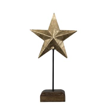 Metal Decorative Star DORANA, wooden base, gold, 7.5"x3.9"x14"/19x10x35cm Metal Decorative Star DORANA, wooden base, gold, 7.5"x3.9"x14"/19x10x35cm