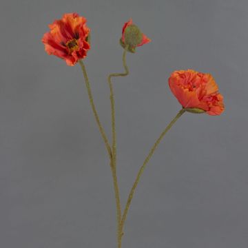 PEJA artificial poppy branch, orange-red, 90cm, Ø11–13cm