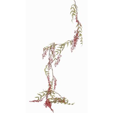 Artificial pepper tree garland TENGYH with berries, dark pink, 6ft/180cm