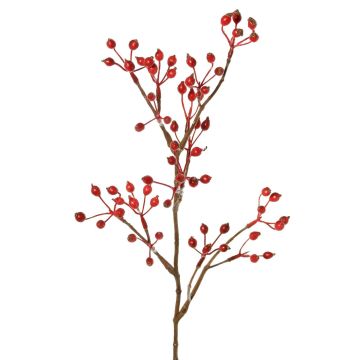 Decorative wild rose branch HIKERNO with rose hips, red, 24"/60cm Decorative wild rose branch HIKERNO with rose hips, red, 24"/60cm