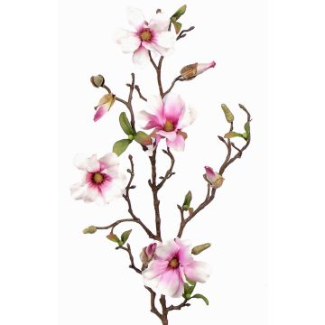 Artificial magnolia spray MARGA, pink-fuchsia, 31"/80cm, Ø2.4"-3.1"/6-8cm