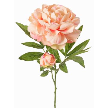 Artificial peony WARDUAN, Eco Collection, salmon, 26"/65cm, Ø5.9"/15cm