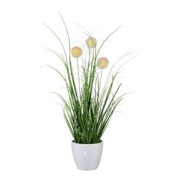 Artificial cotton grass BORFI in decorative pot, panicles, cream-pink, 14"/35cm