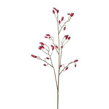Artificial branch of dog rose ZORLEN with rose hips, red, 35"/90cm Artificial branch of dog rose ZORLEN with rose hips, red, 35"/90cm