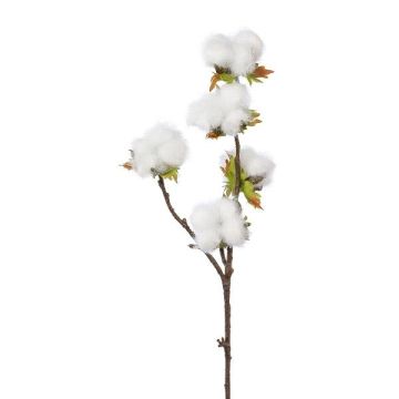 Artificial cotton branch GROVEL with fruits, white, 18"/45cm
