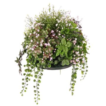 Artificial flower arrangement: Impatiens DANFIR, mint, fern, clover, white-green, 50cm, Ø32cm