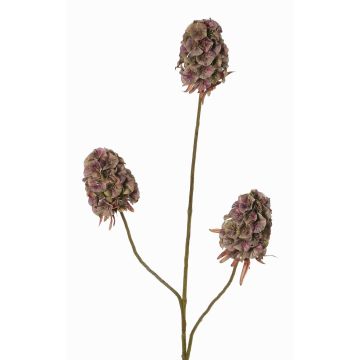 Artificial carnation branch MARDUEN, green-pink, 30"/75cm, Ø2"/5cm
