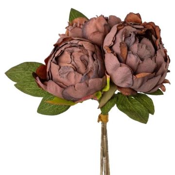 Artificial bouquet of peonies ZOLTANY, brown, 10"/25cm