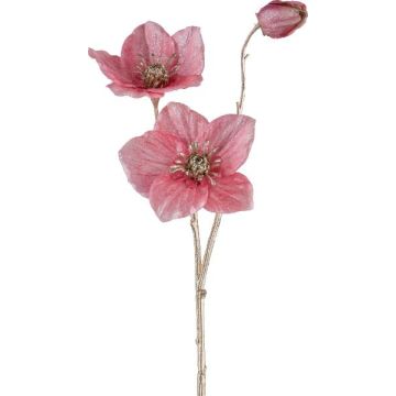 Artificial Christmas rose branch GRIMFAL, fuchsia, 22"/55cm