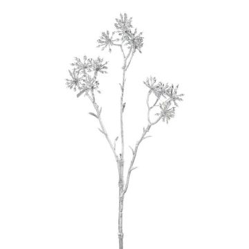 Artificial branch Japanese aralia KLORIM with flowers, silver, 14"/35cm