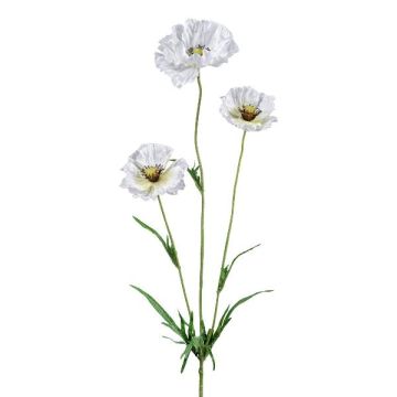 Artificial poppy branch IGNIS, white, 28"/70cm