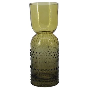 Decorative glass vase DESCON with dots, cognac-brown-clear, 11"/28,3cm, Ø4.1"/10,5cm