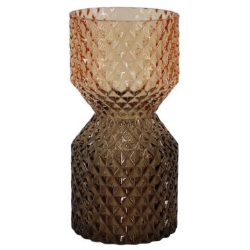 Decorative glass vase ANDREI with diamonds, amber-brown-clear, 8"/20cm, Ø3.9"/9,8cm